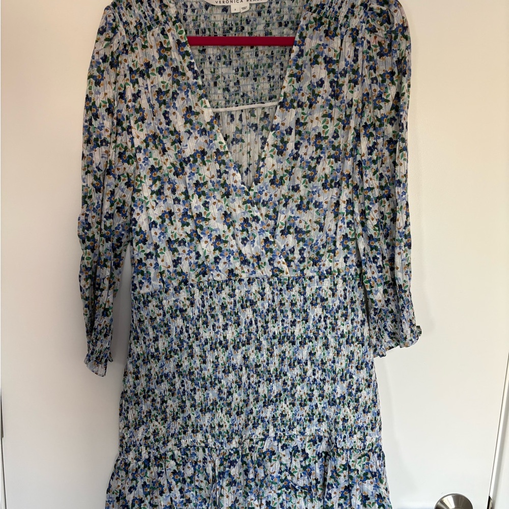 Veronica Beard Multicolor Floral Long Sleeve Dress